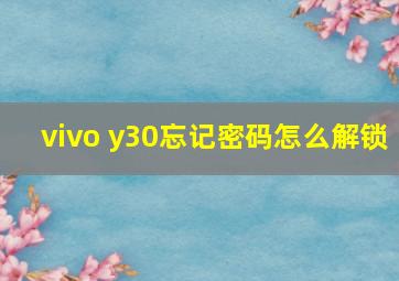 vivo y30忘记密码怎么解锁